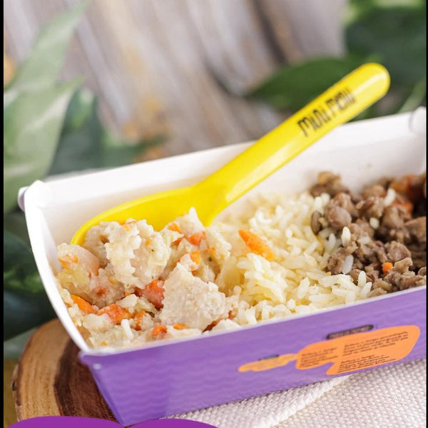 Moquequinha de peixe, lentilha, arroz e legumes